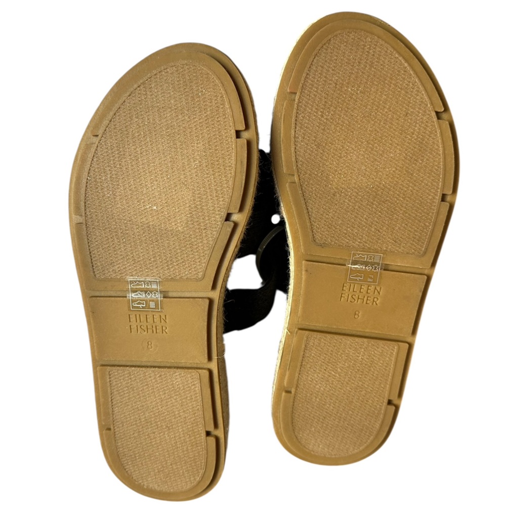 NEW Eileen Fisher Mayla Espadrille Platform Slides Sandal Black | Jute | Size 8 - Picture 11 of 11